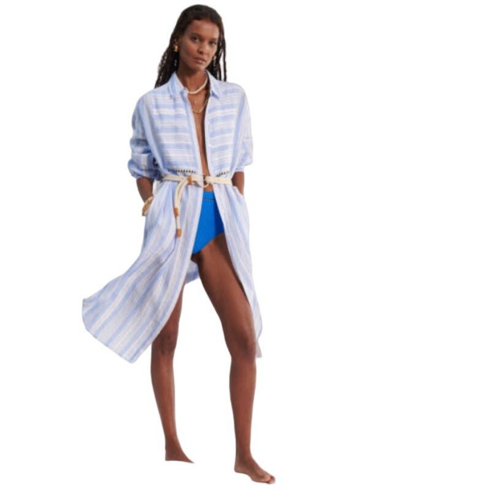 lemlem by liya kebede x H&M Linen Long Sleeve Striped Maxi shirt Dress US Large